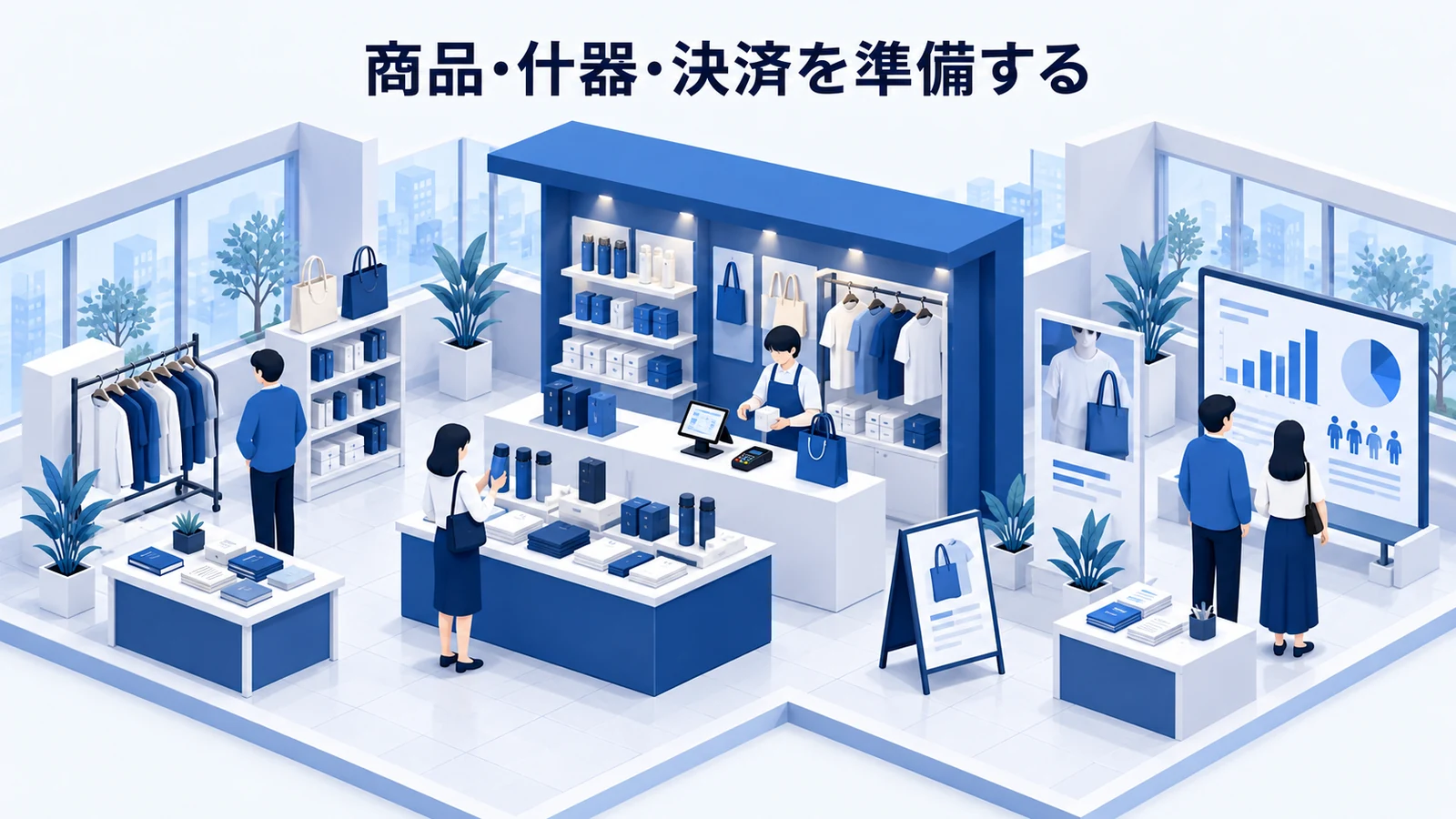 商品・什器・決済を準備するを確認するEC・D2Cブランド担当者のImage 2.0図解