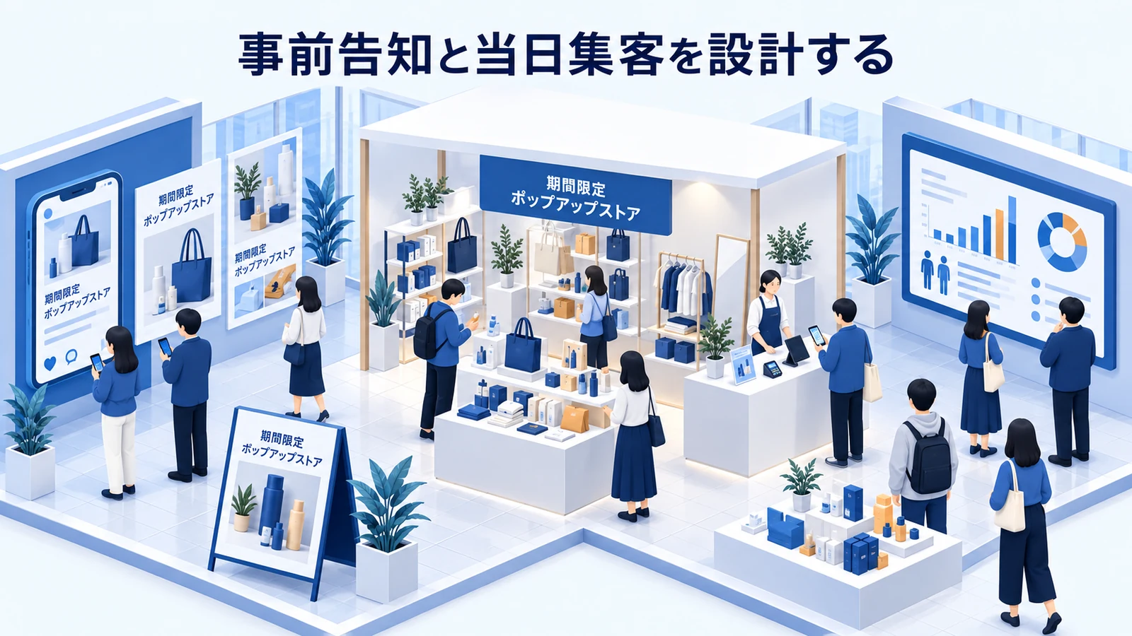 事前告知と当日集客を設計するを確認するEC・D2Cブランド担当者のImage 2.0図解