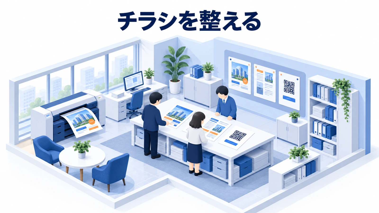 チラシを整える