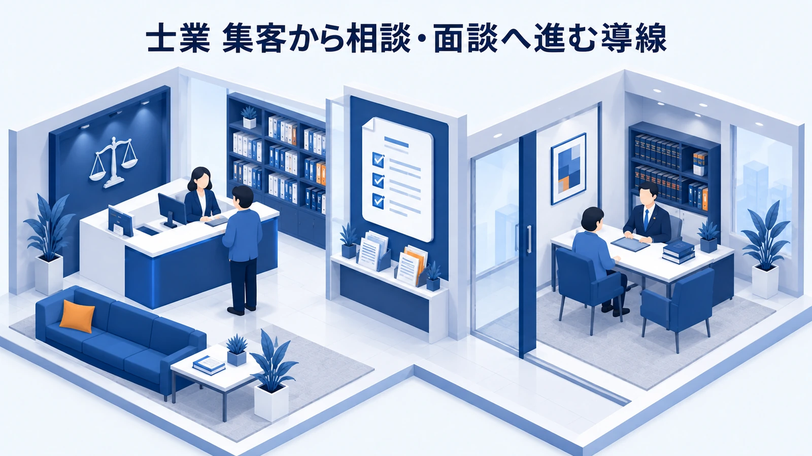 「士業 集客から相談・面談へ進む導線」を整理したImage 2.0図解