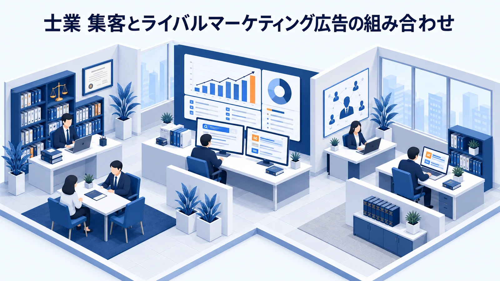 「士業 集客とライバルマーケティング広告の組み合わせ」を整理したImage 2.0図解
