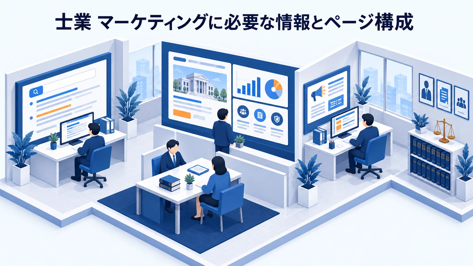 「士業 マーケティングに必要な情報とページ構成」を整理したImage 2.0図解