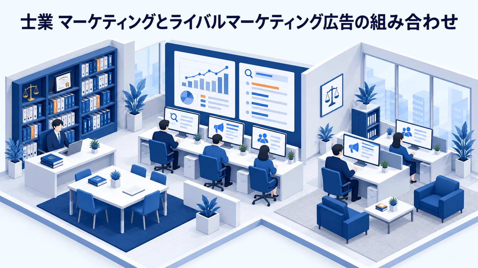 「士業 マーケティングとライバルマーケティング広告の組み合わせ」を整理したImage 2.0図解