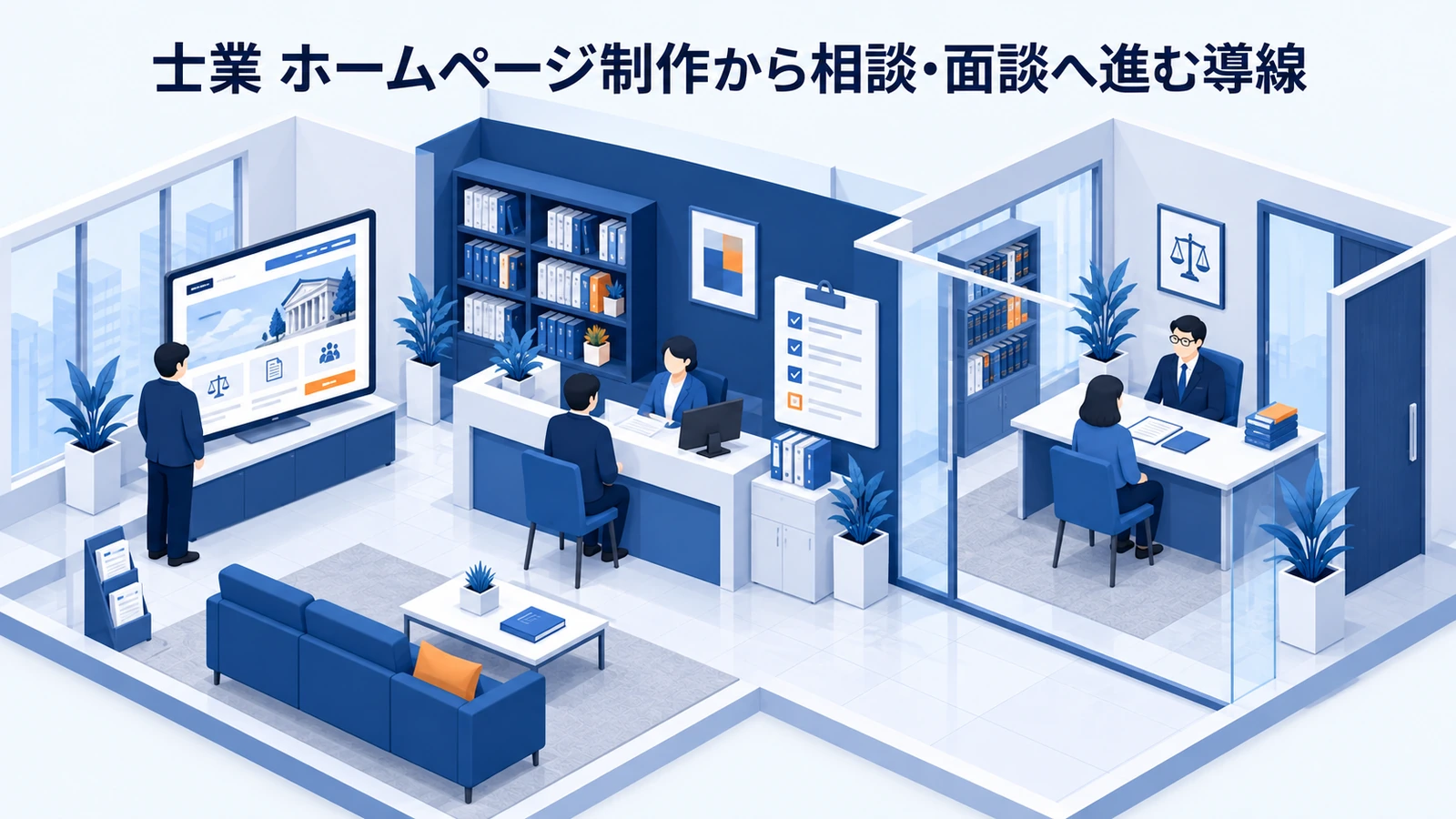 「士業 ホームページ制作から相談・面談へ進む導線」を整理したImage 2.0図解