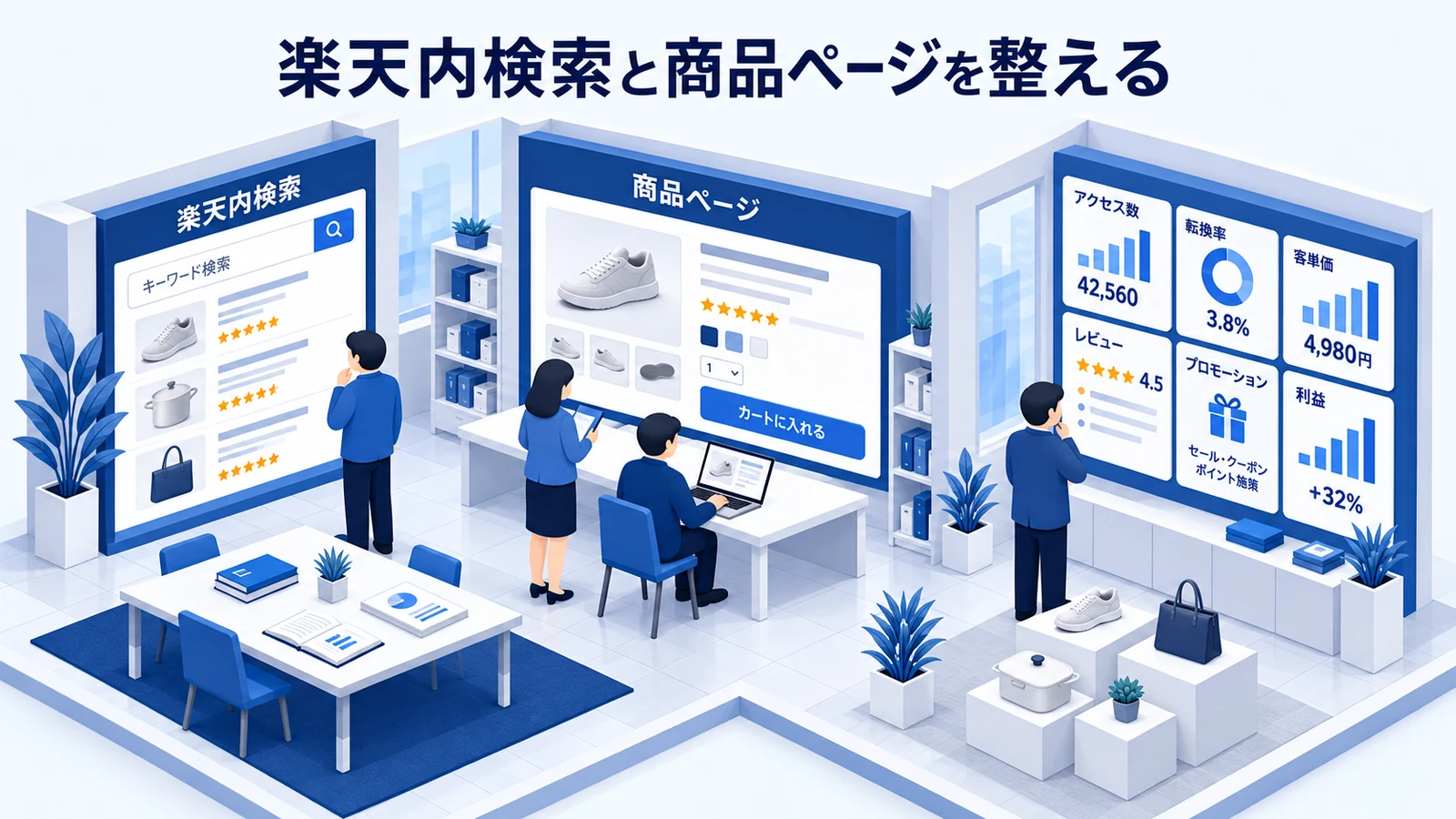 楽天内検索と商品ページを整えるを確認する楽天市場の店舗運営者のImage 2.0図解