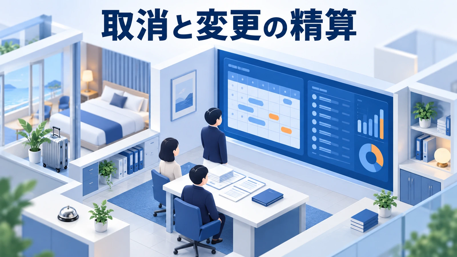 キャンセルと日程変更を精算へ反映するの図解