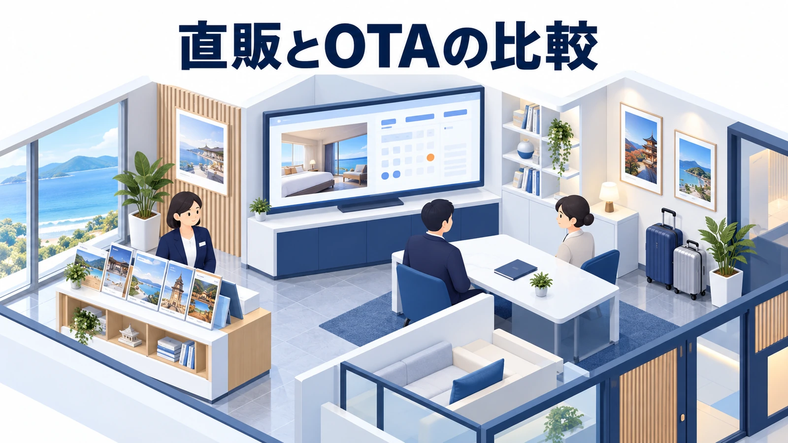 直販とOTAを総販売費で比較するの図解