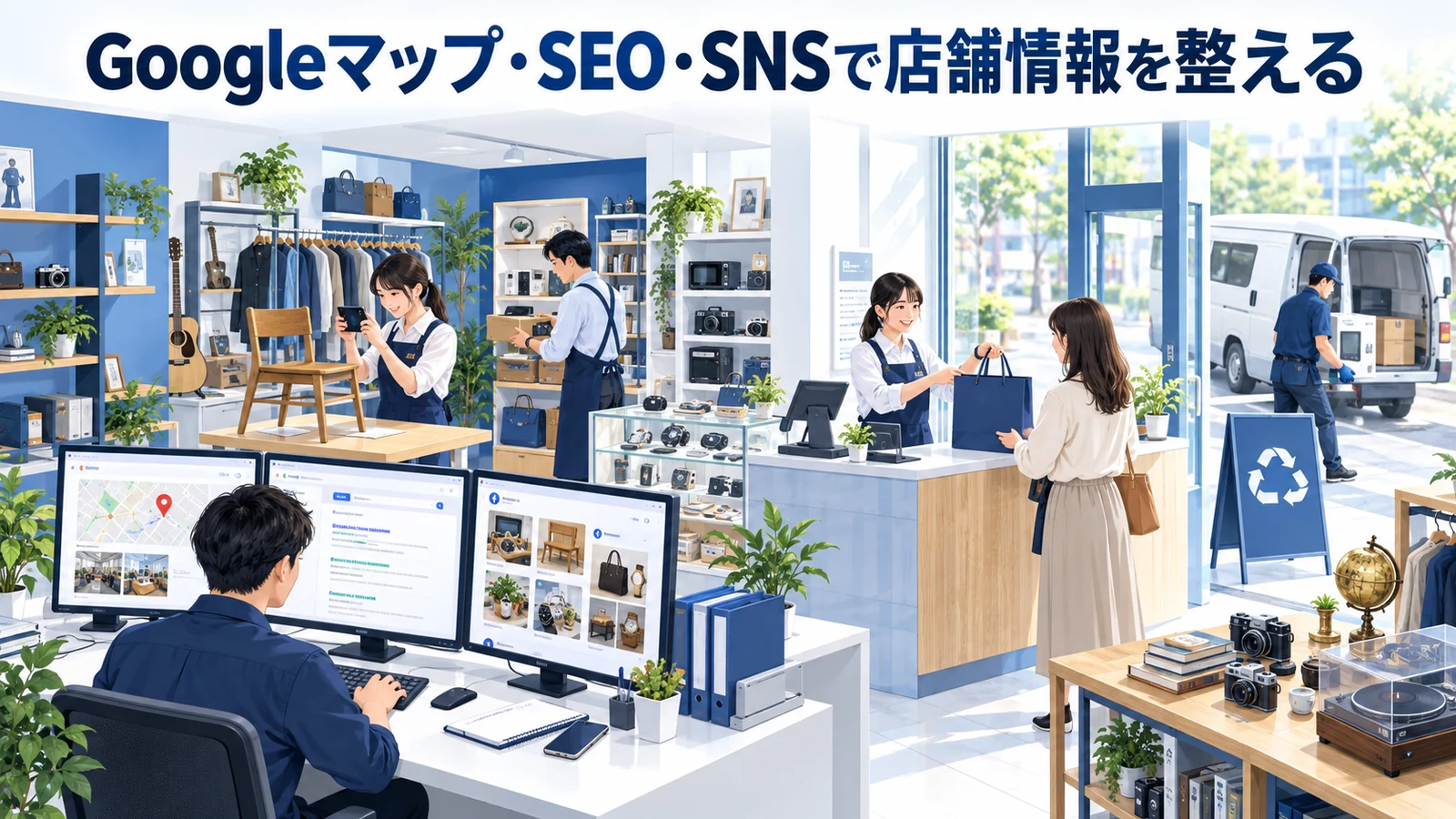 Googleマップ・SEO・SNSで店舗情報を整えるを整理したImage 2.0図解
