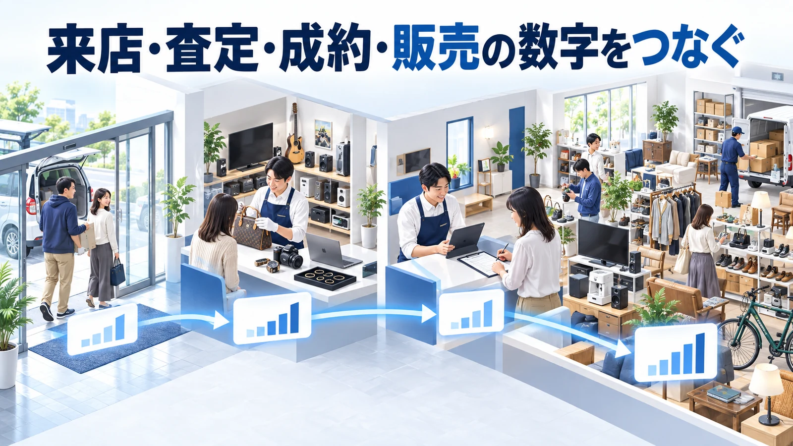 来店・査定・成約・販売の数字をつなぐを整理したImage 2.0図解