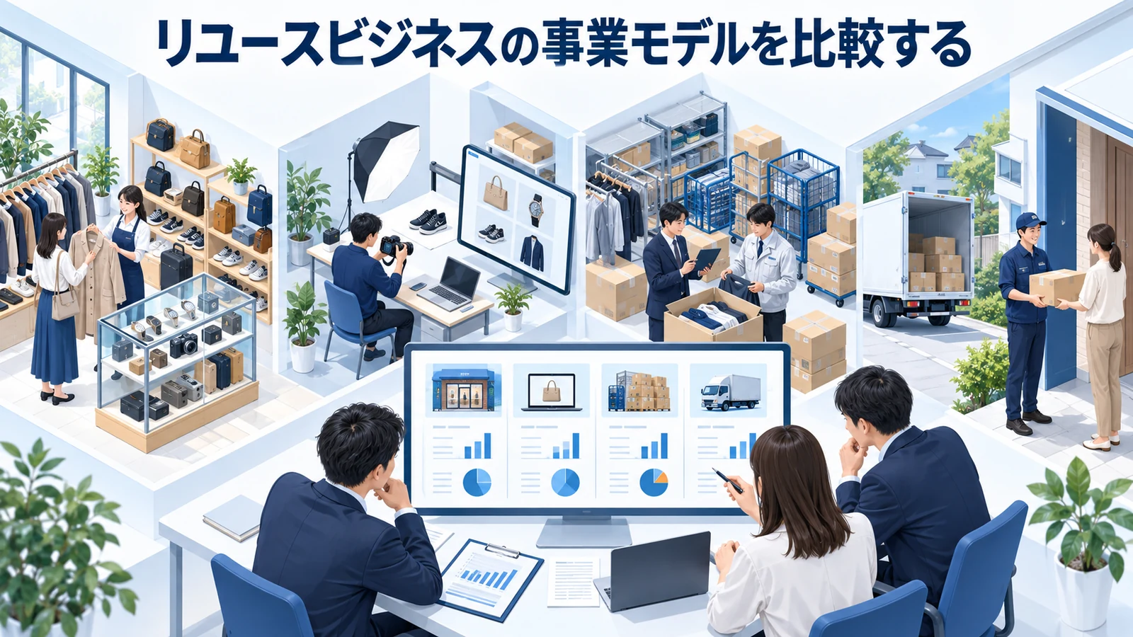 リユースビジネスの事業モデルを比較するを整理したImage 2.0図解