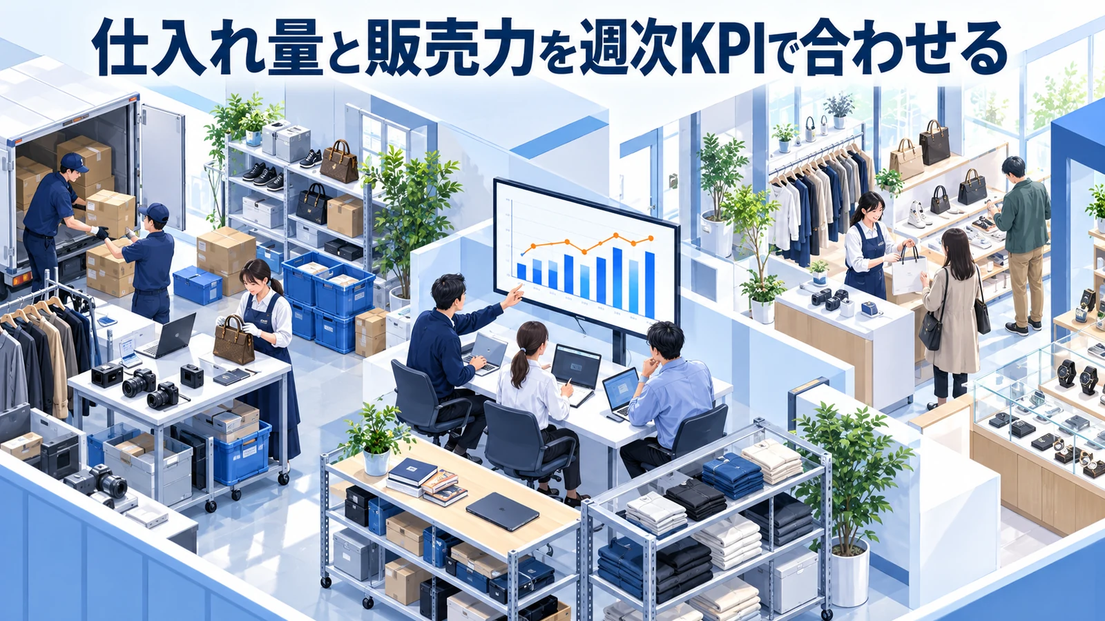 仕入れ量と販売力を週次KPIで合わせるを整理したImage 2.0図解