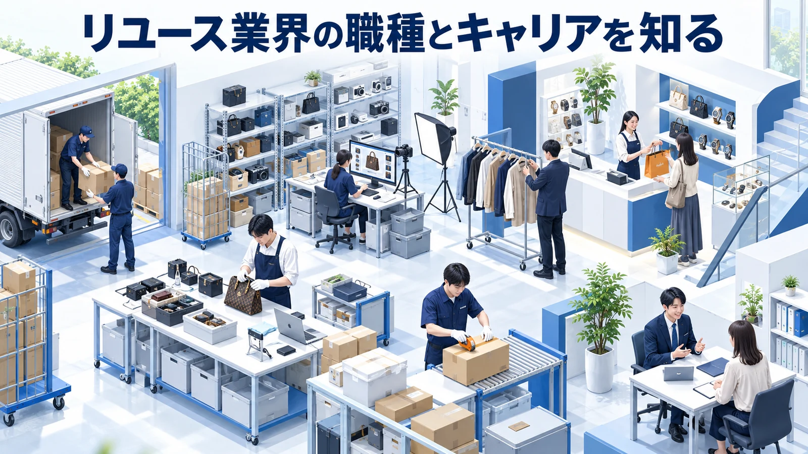 リユース業界の職種とキャリアを知るを整理したImage 2.0図解