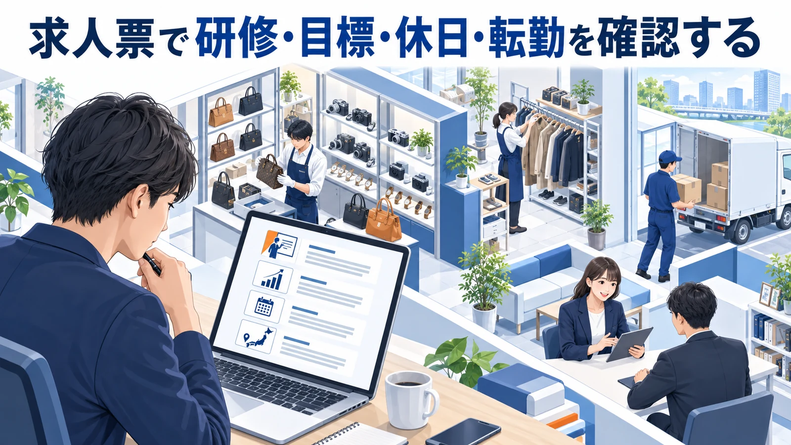 求人票で研修・目標・休日・転勤を確認するを整理したImage 2.0図解