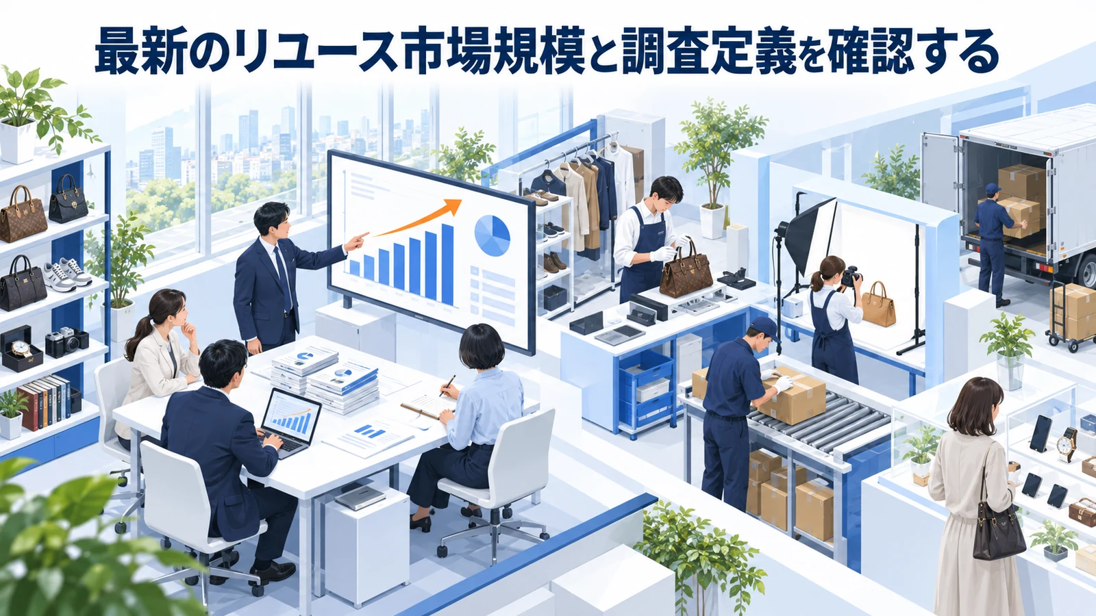 最新のリユース市場規模と調査定義を確認するを整理したImage 2.0図解