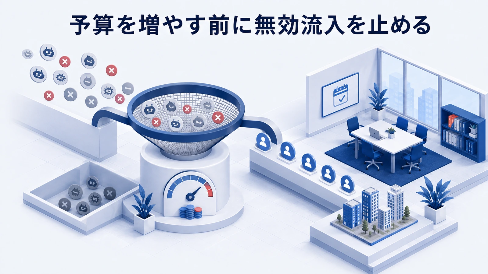 「予算を増やす前に無効流入を止める」の要点を整理したImage 2.0図解