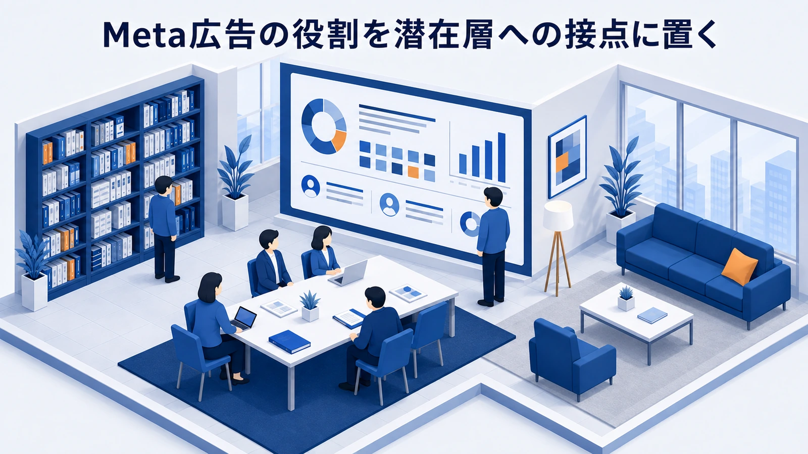「Meta広告の役割を潜在層への接点に置く」の要点を整理したImage 2.0図解