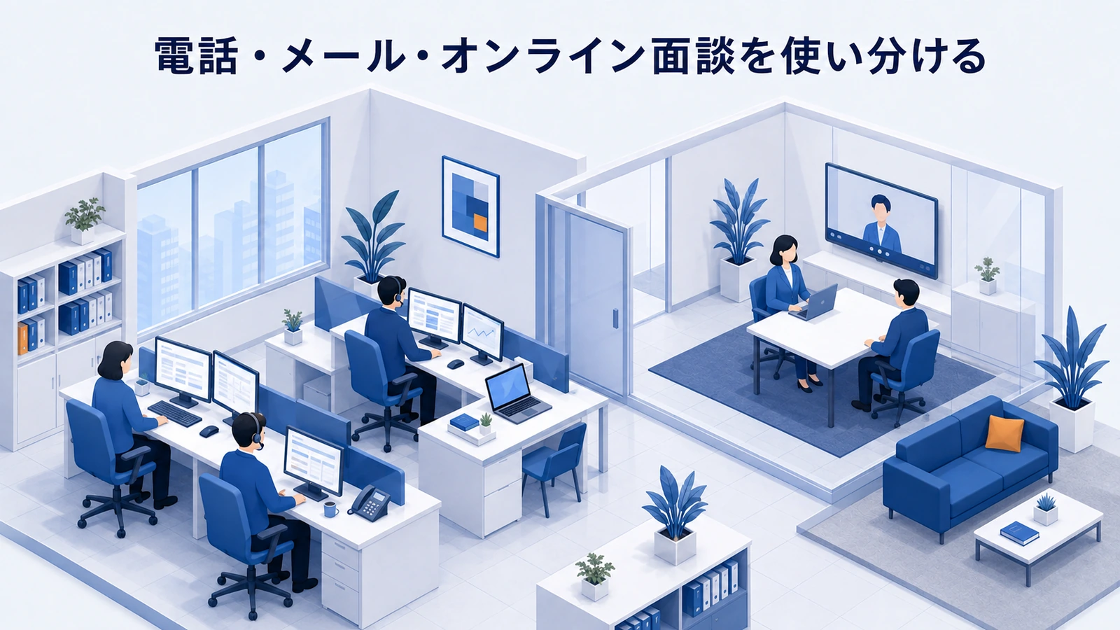 「電話・メール・オンライン面談を使い分ける」の要点を整理したImage 2.0図解