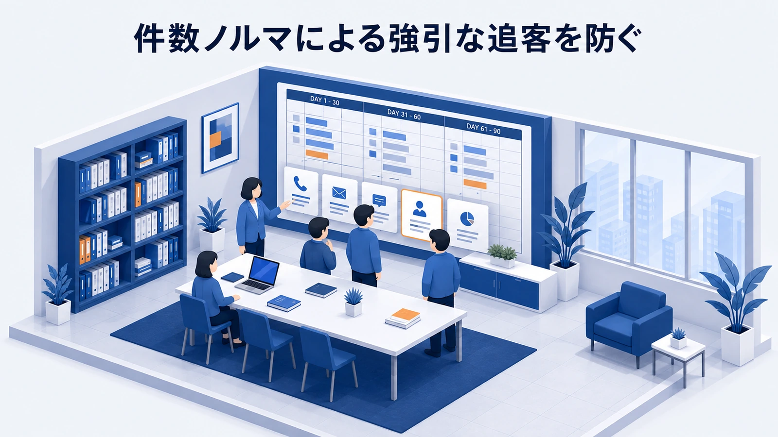 「件数ノルマによる強引な追客を防ぐ」の要点を整理したImage 2.0図解
