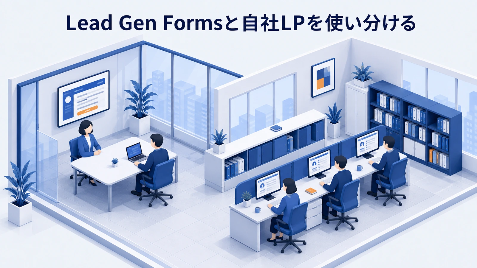 「Lead Gen Formsと自社LPを使い分ける」の要点を整理したImage 2.0図解