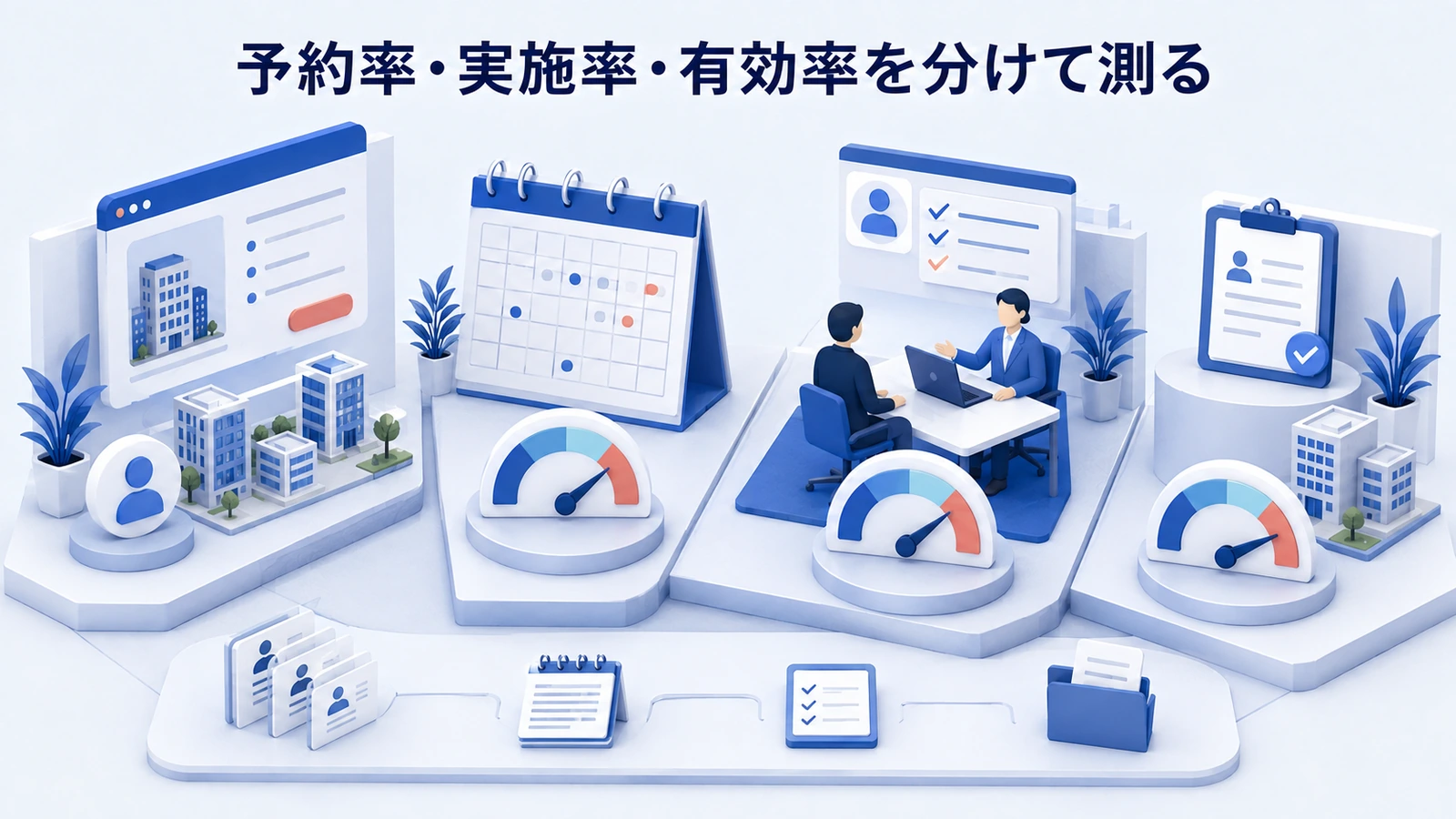 「予約率・実施率・有効率を分けて測る」の要点を整理したImage 2.0図解