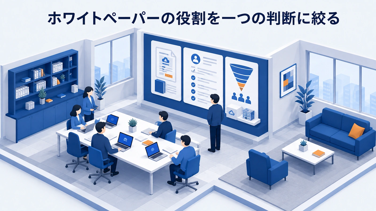 「ホワイトペーパーの役割を一つの判断に絞る」の要点を整理したImage 2.0図解