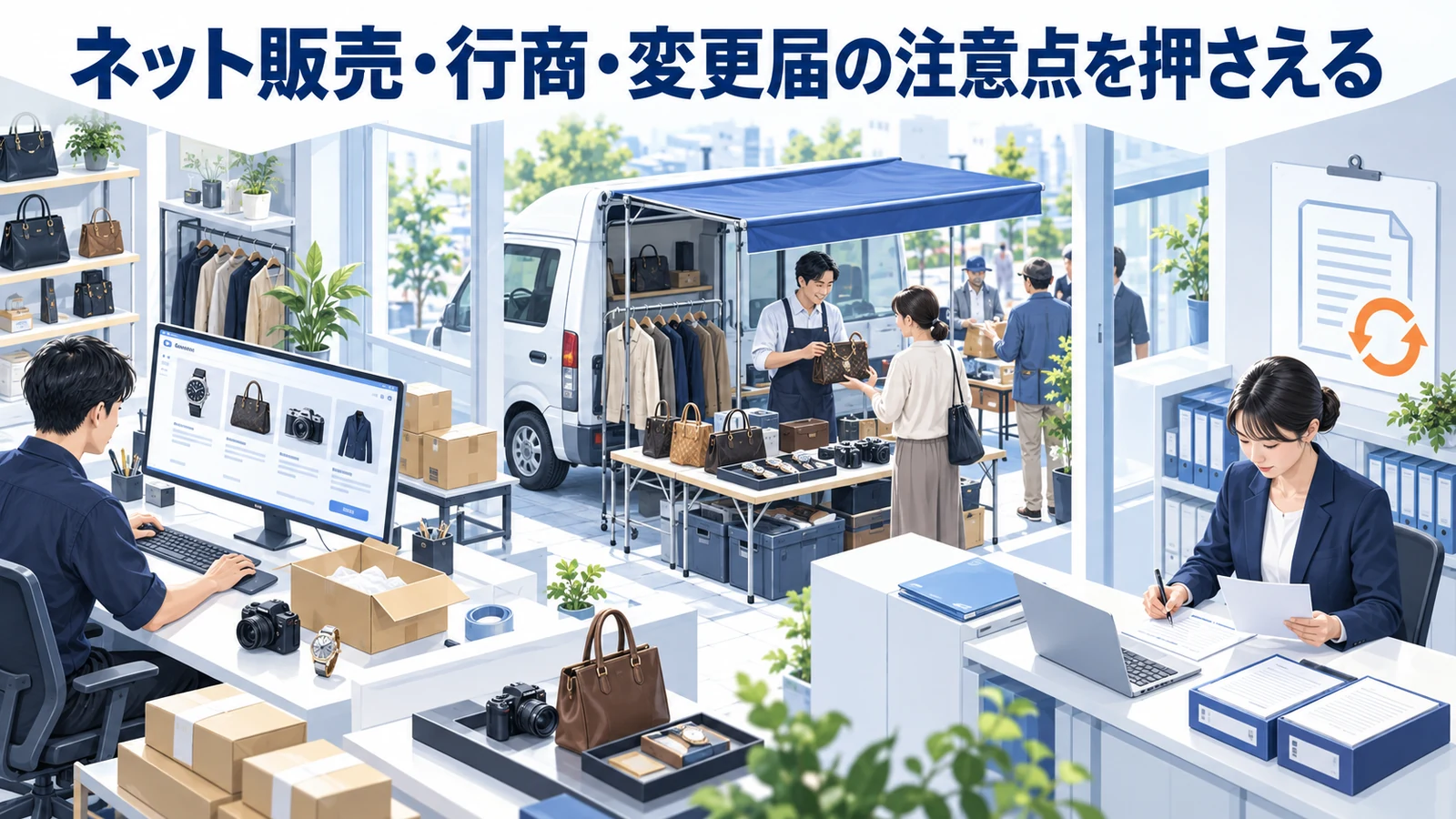 ネット販売・行商・変更届の注意点を押さえるを整理したImage 2.0図解