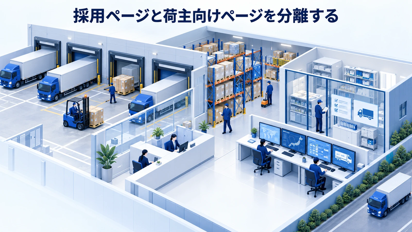 「採用ページと荷主向けページを分離する」の要点を整理したImage 2.0図解