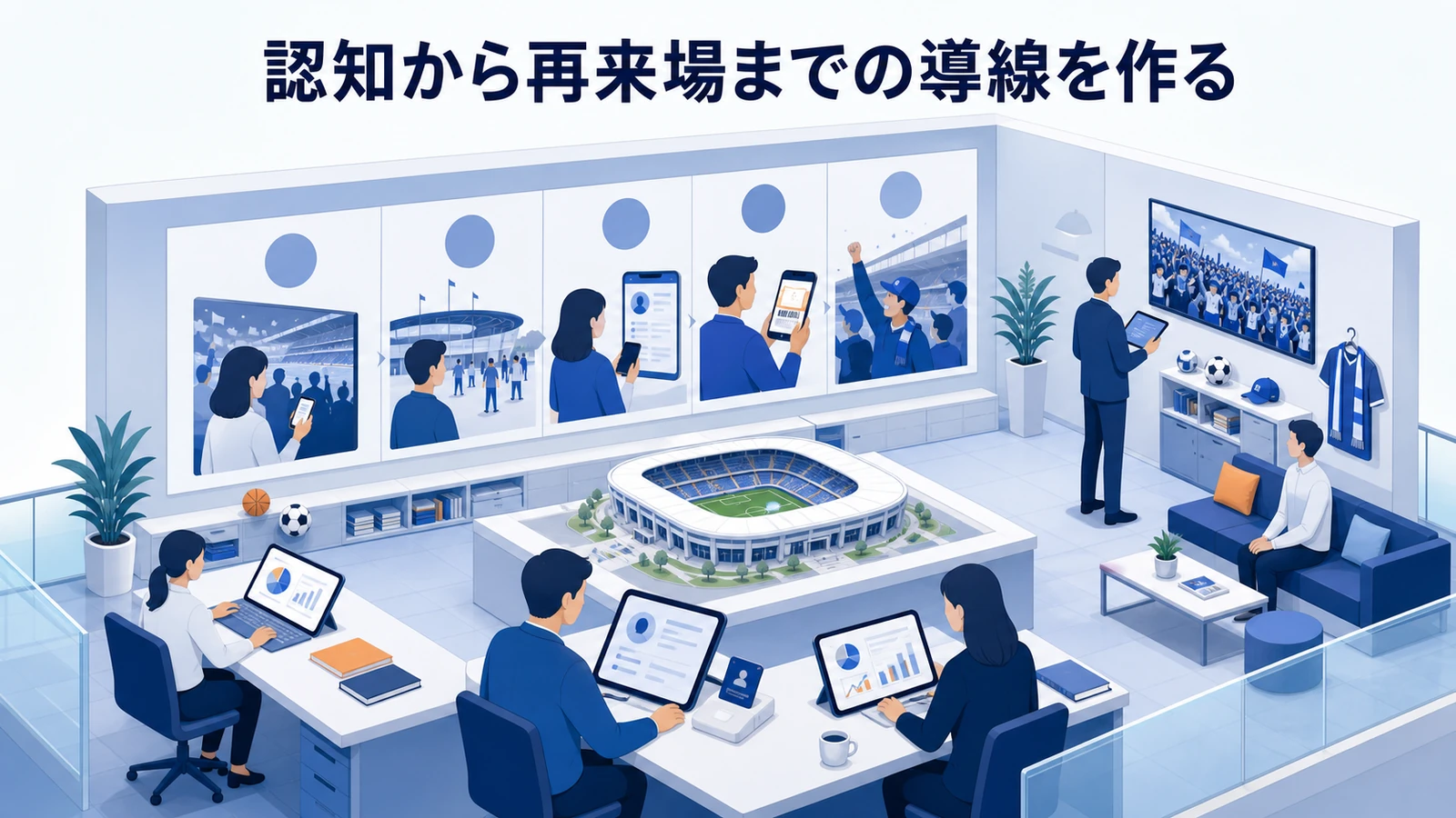 認知から再来場までの導線を作るを可視化したスポーツマーケティング設計