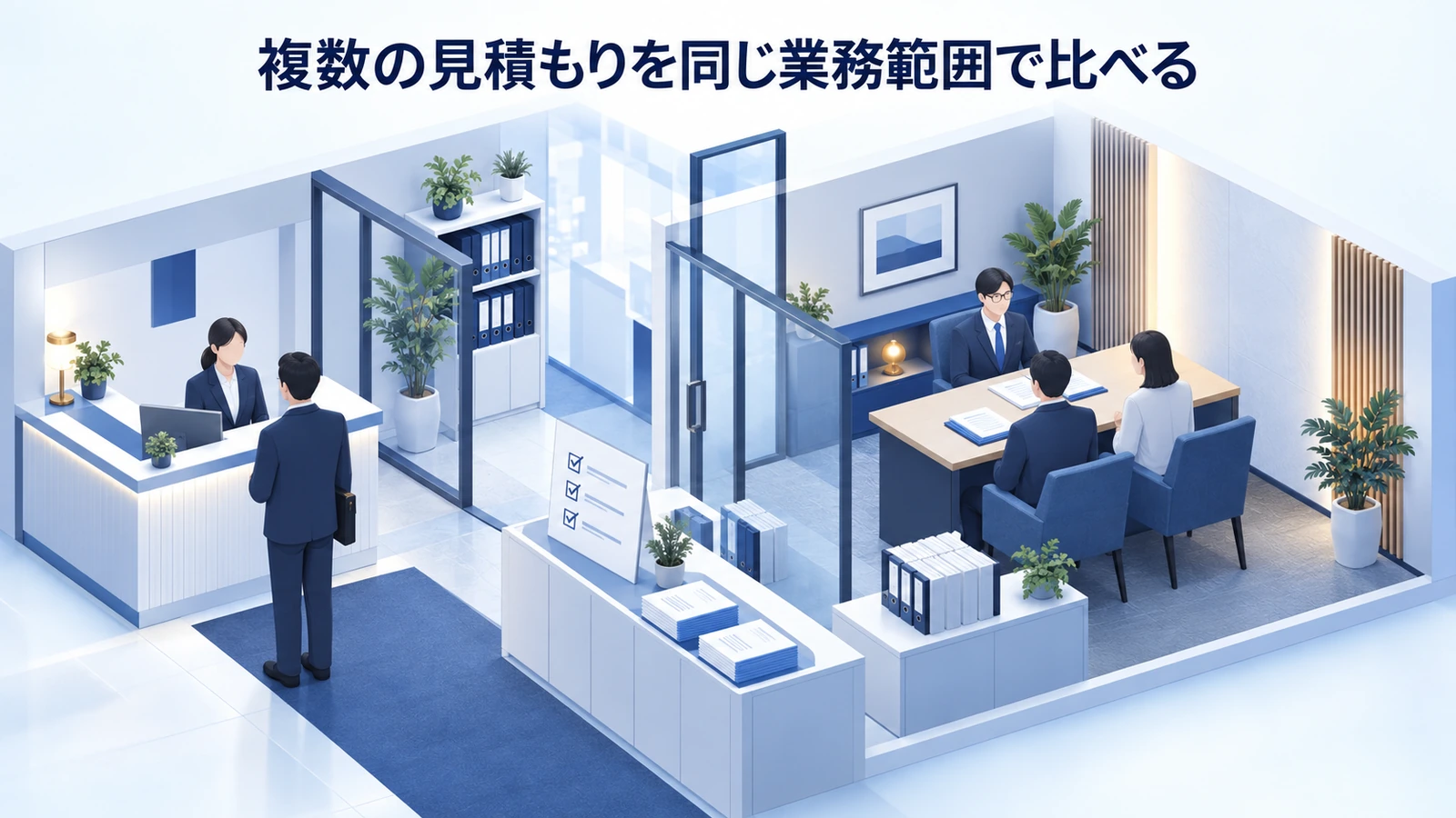 「複数の見積もりを同じ業務範囲で比べる」を整理したImage 2.0図解