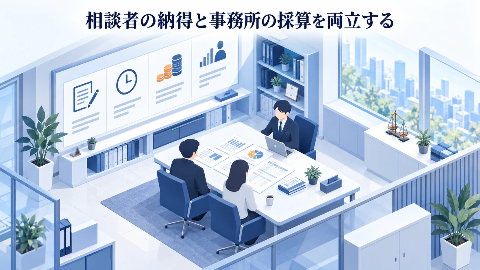 「相談者の納得と事務所の採算を両立する」を整理したImage 2.0図解