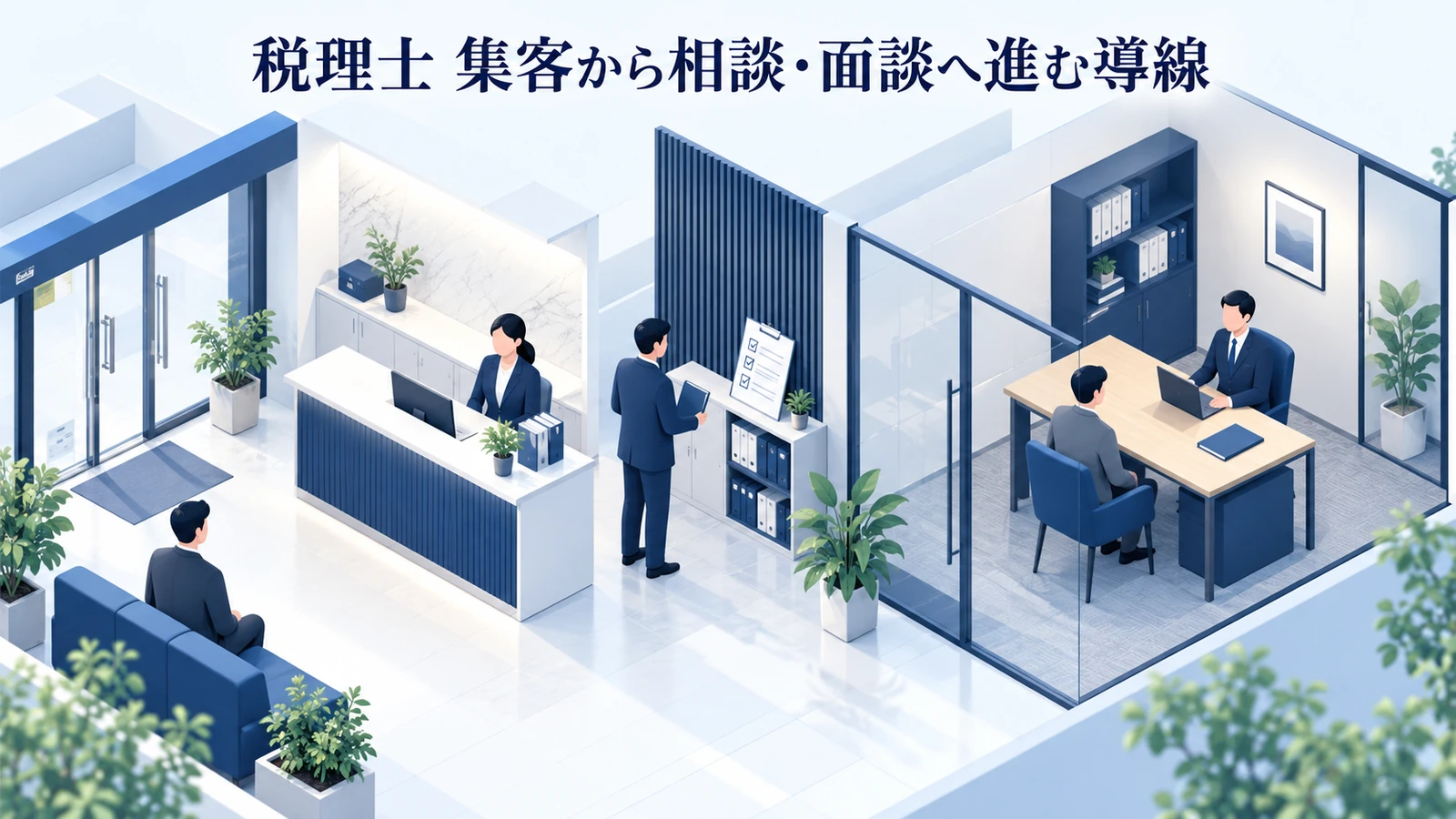 「税理士 集客から相談・面談へ進む導線」を整理したImage 2.0図解