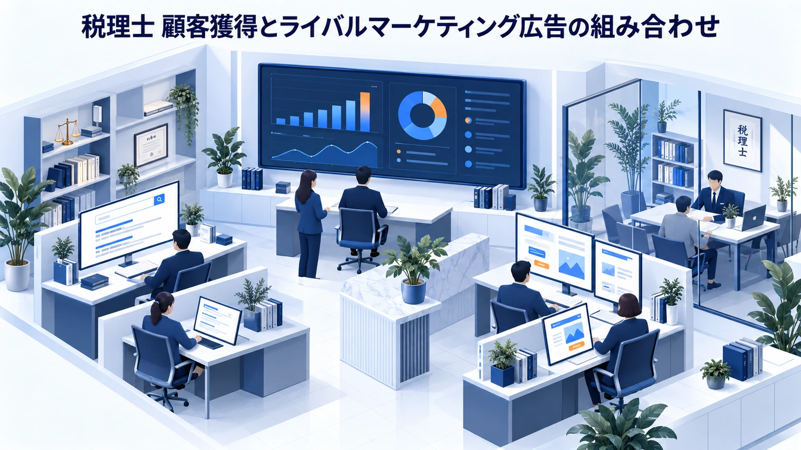 「税理士 顧客獲得とライバルマーケティング広告の組み合わせ」を整理したImage 2.0図解