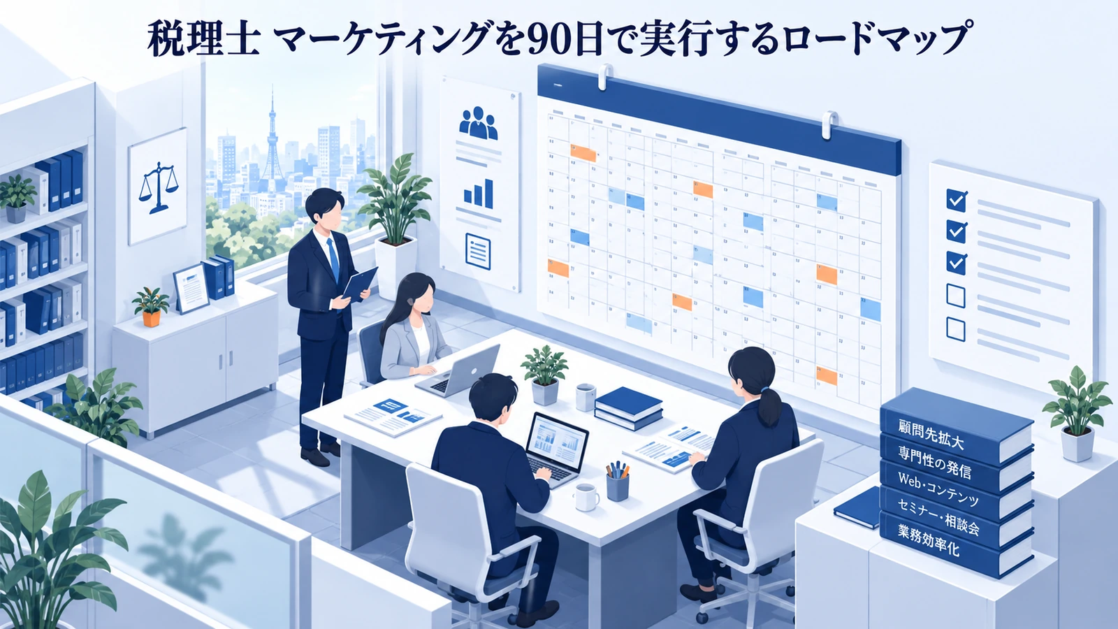 「税理士 マーケティングを90日で実行するロードマップ」を整理したImage 2.0図解