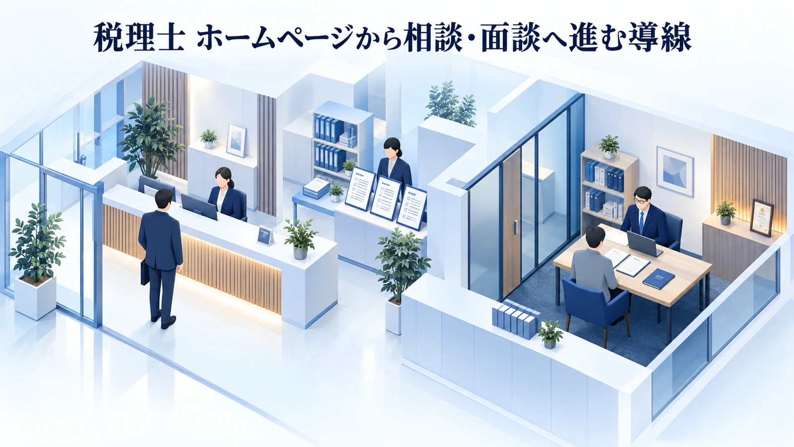 「税理士 ホームページから相談・面談へ進む導線」を整理したImage 2.0図解