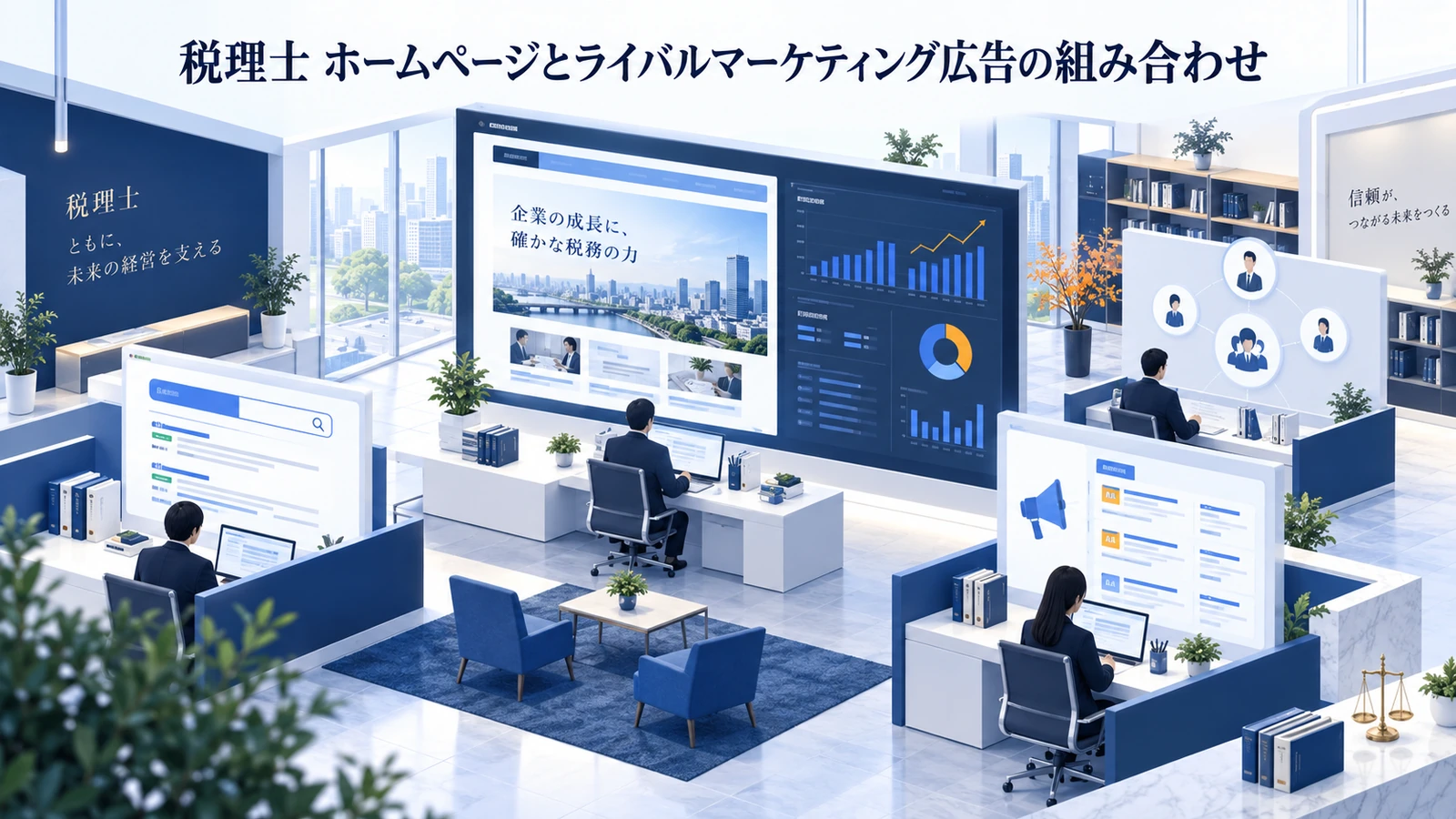「税理士 ホームページとライバルマーケティング広告の組み合わせ」を整理したImage 2.0図解