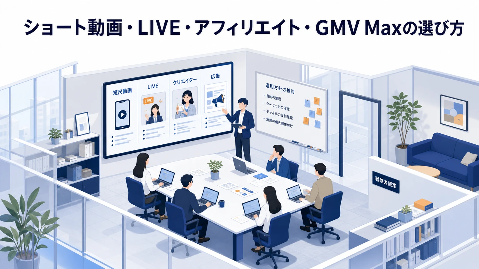 ショート動画・LIVE・アフィリエイト・GMV Maxの選び方を示すTikTok Shop運用設計