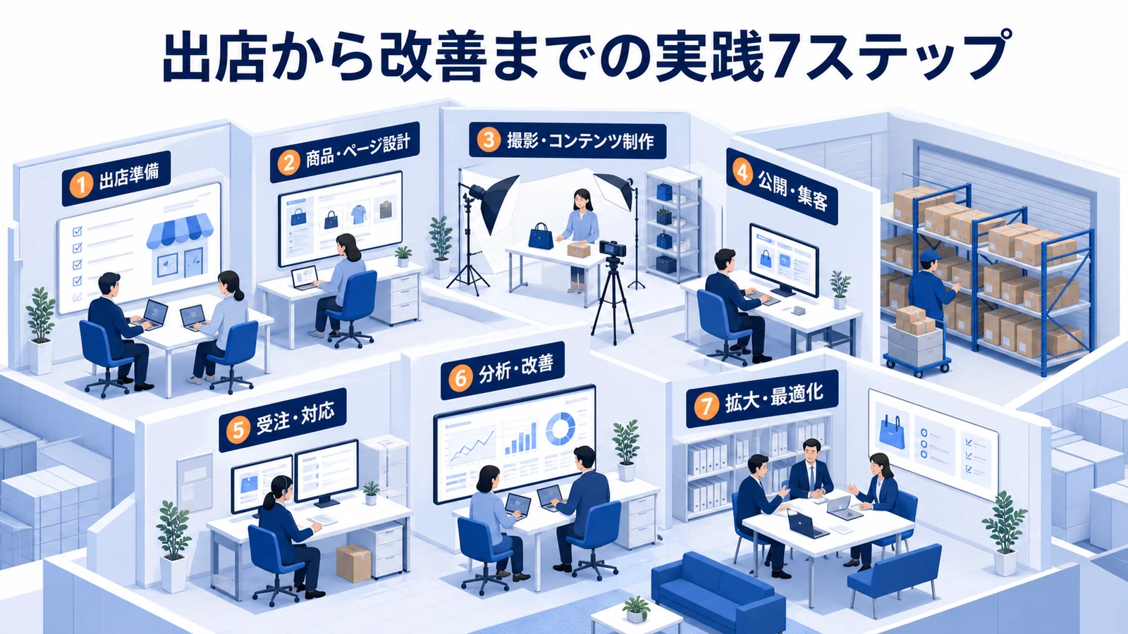 出店から改善までの実践7ステップを示すTikTok Shop運用設計