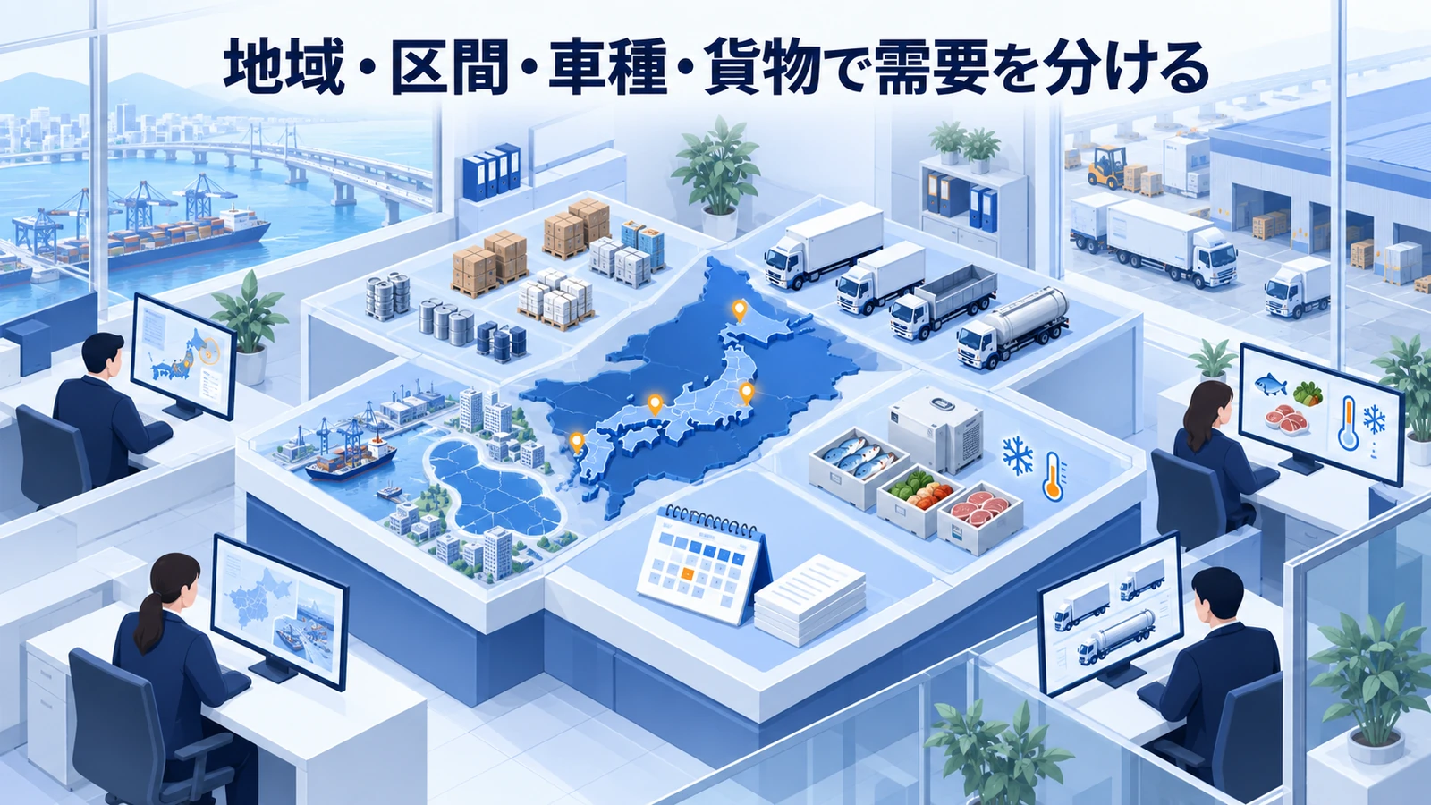 「地域・区間・車種・貨物で需要を分ける」の要点を整理したImage 2.0図解