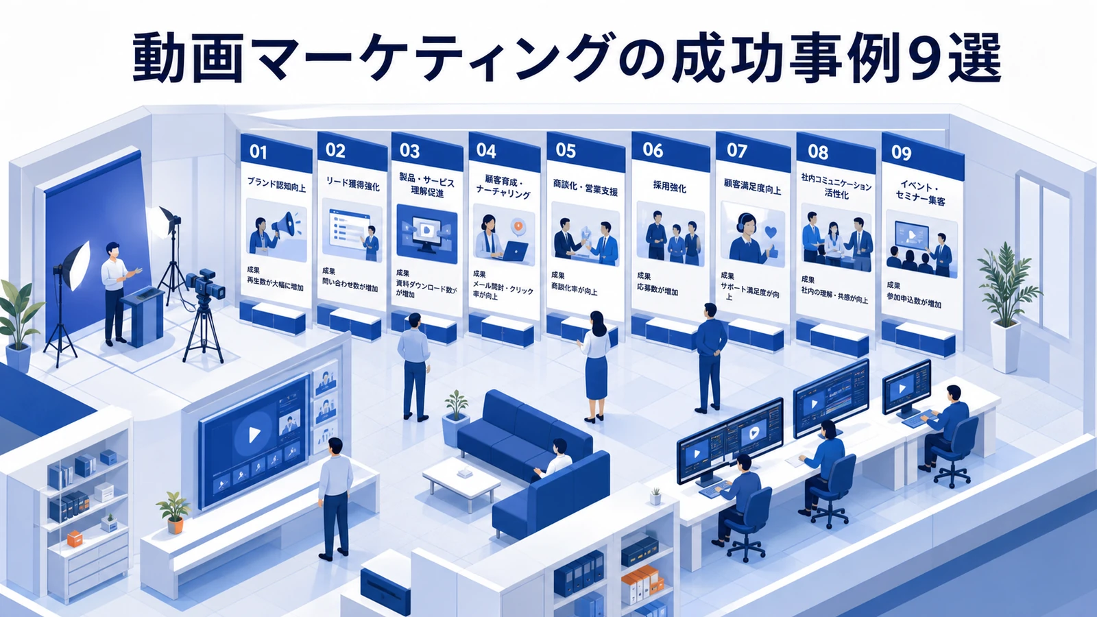 動画マーケティングの成功事例9選を示す動画マーケティング設計