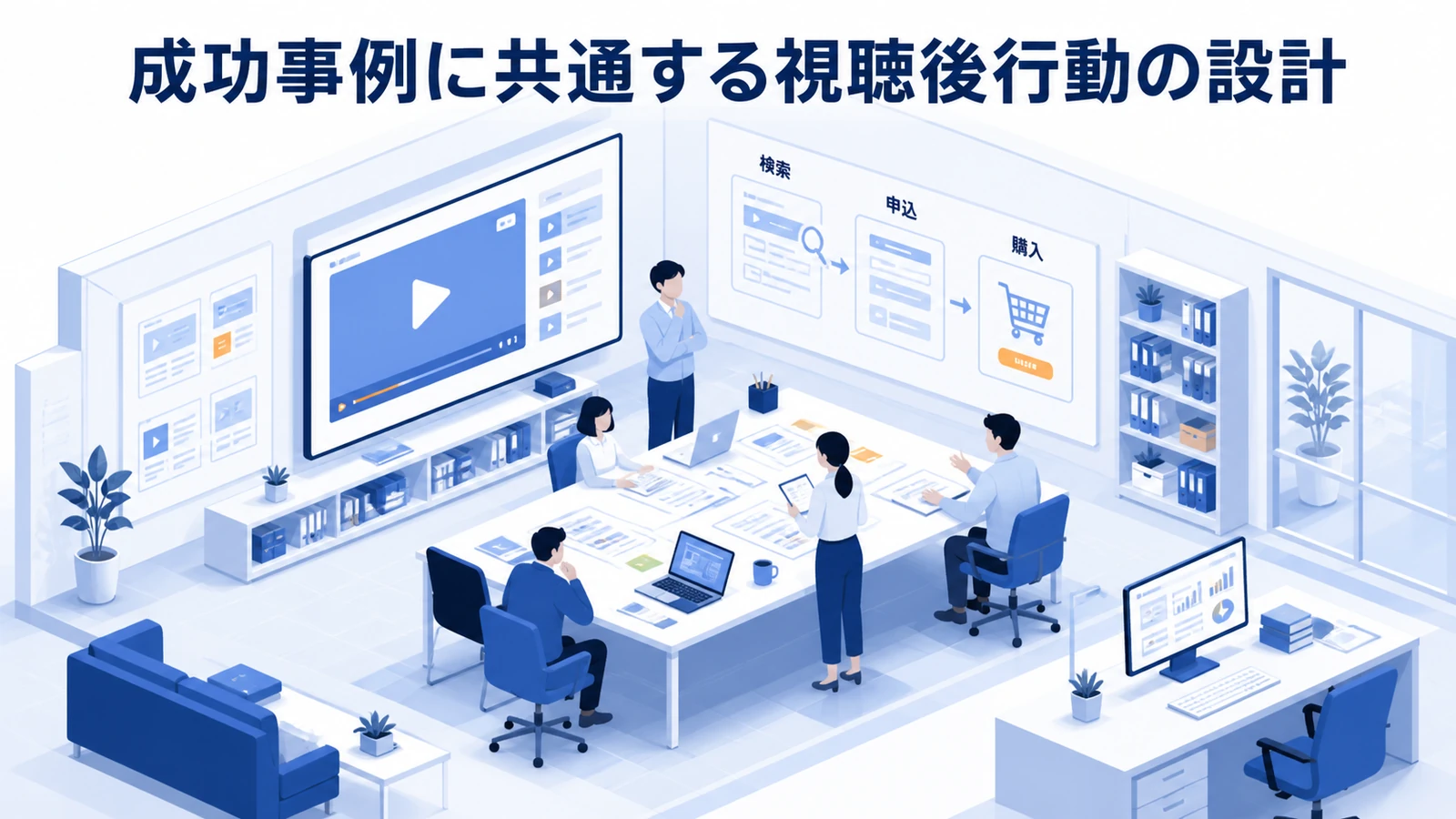 成功事例に共通する視聴後行動の設計を示す動画マーケティング設計