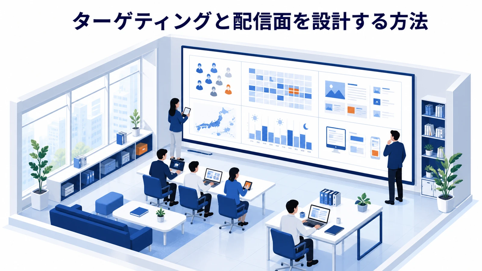 ターゲティングと配信面を設計する方法を示すWeb広告運用