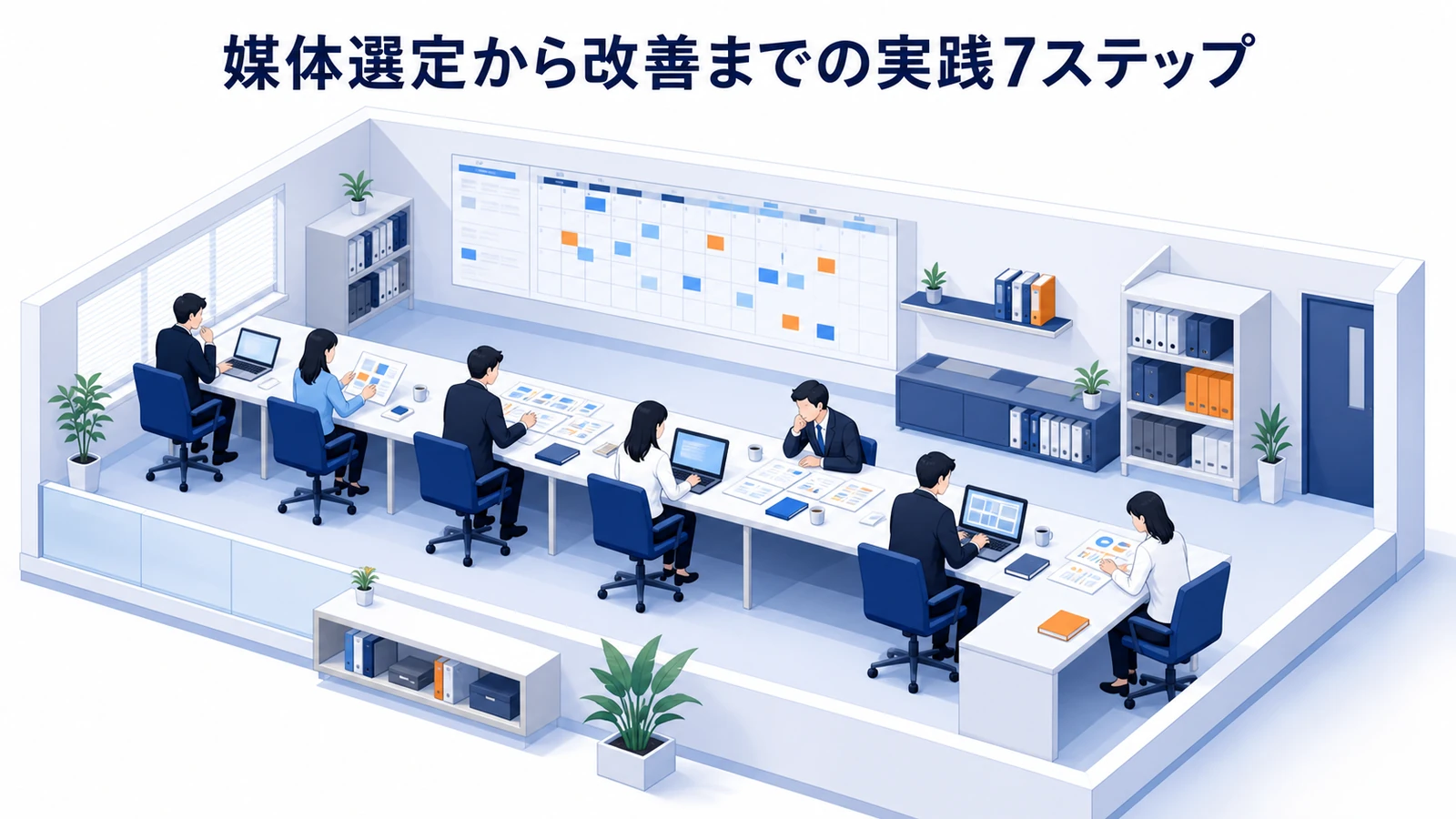 媒体選定から改善までの実践7ステップを示すWeb広告運用
