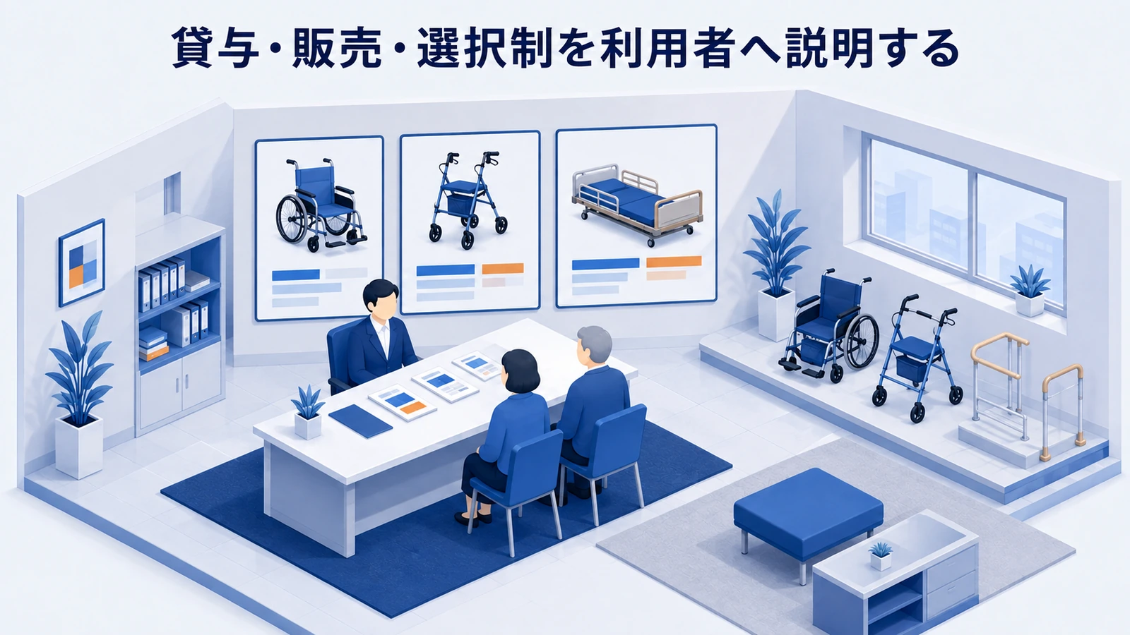 貸与・販売・選択制を利用者へ説明するを整理したImage 2.0図解