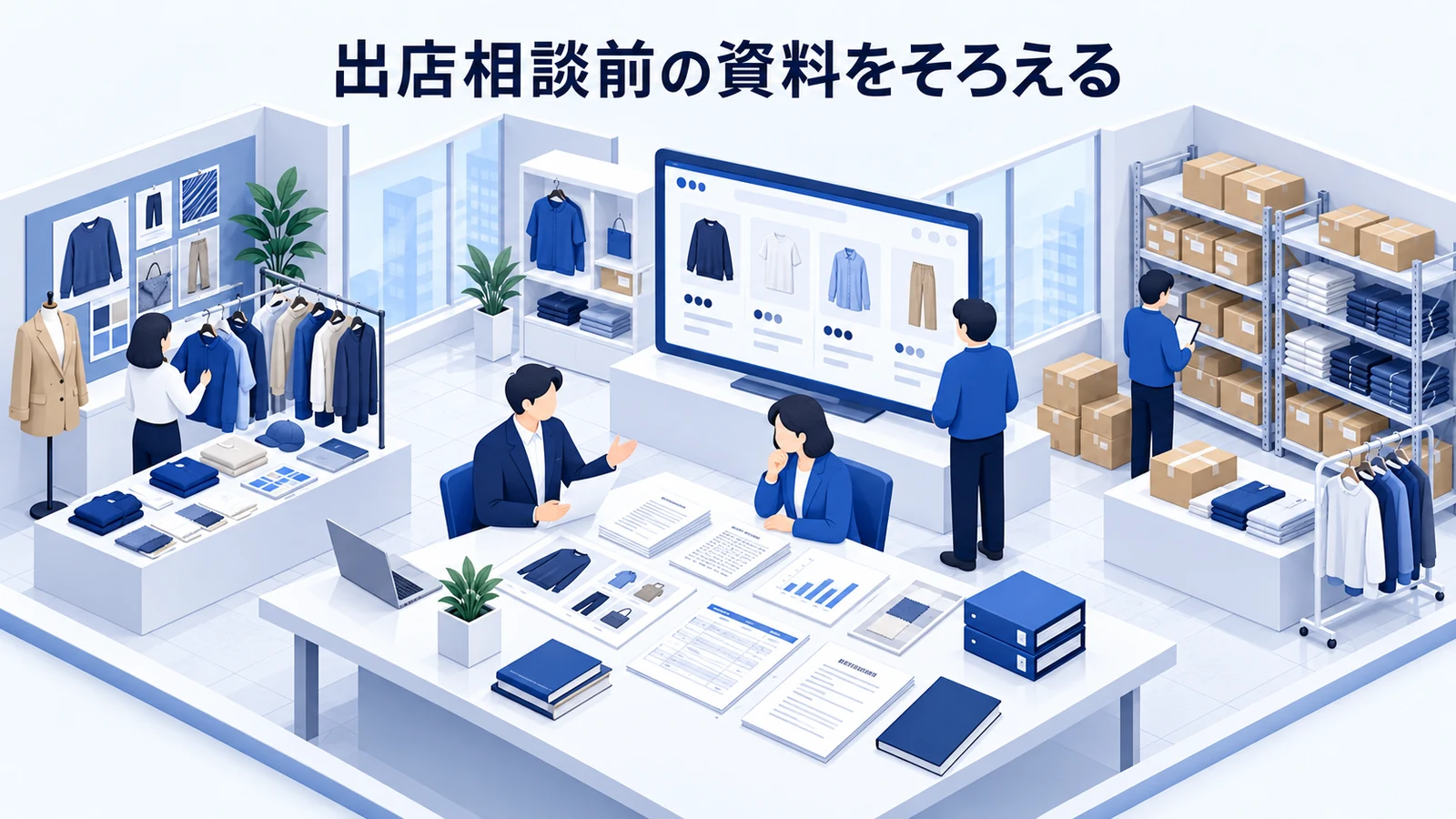 出店相談前の資料をそろえるを確認するアパレルブランド運営者のImage 2.0図解