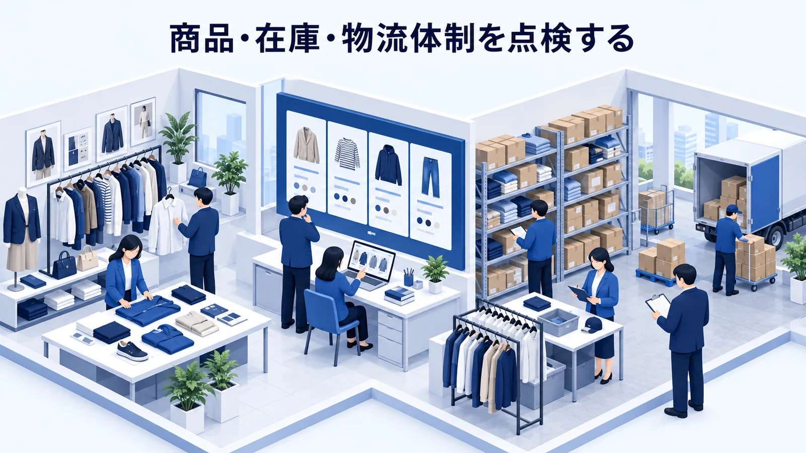 商品・在庫・物流体制を点検するを確認するアパレルブランド運営者のImage 2.0図解