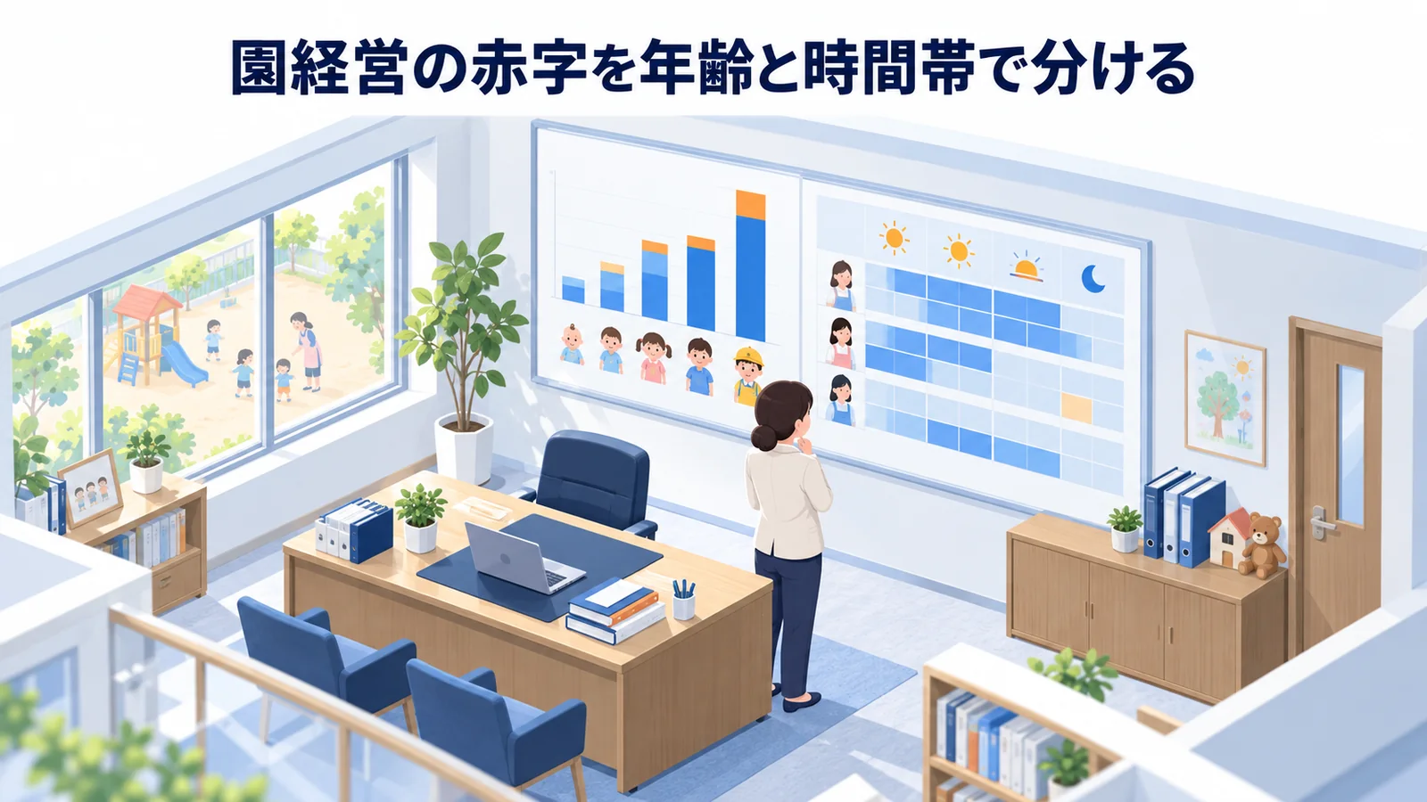 園経営の赤字を年齢と時間帯で分けるの図解
