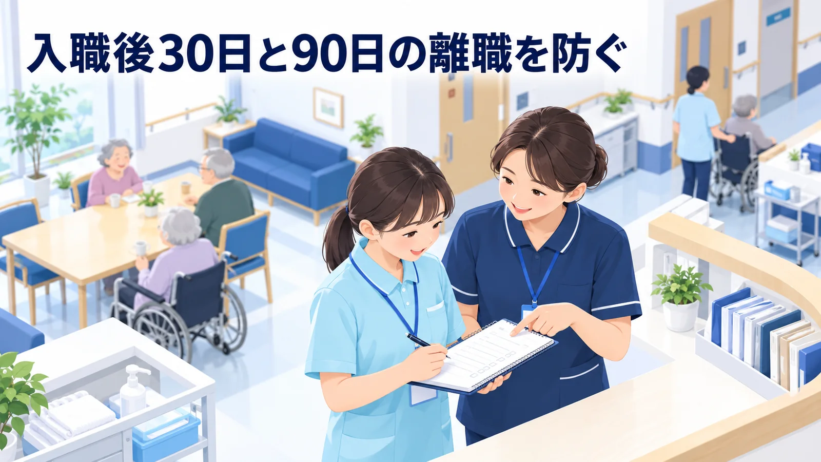入職後30日と90日の離職を防ぐの図解