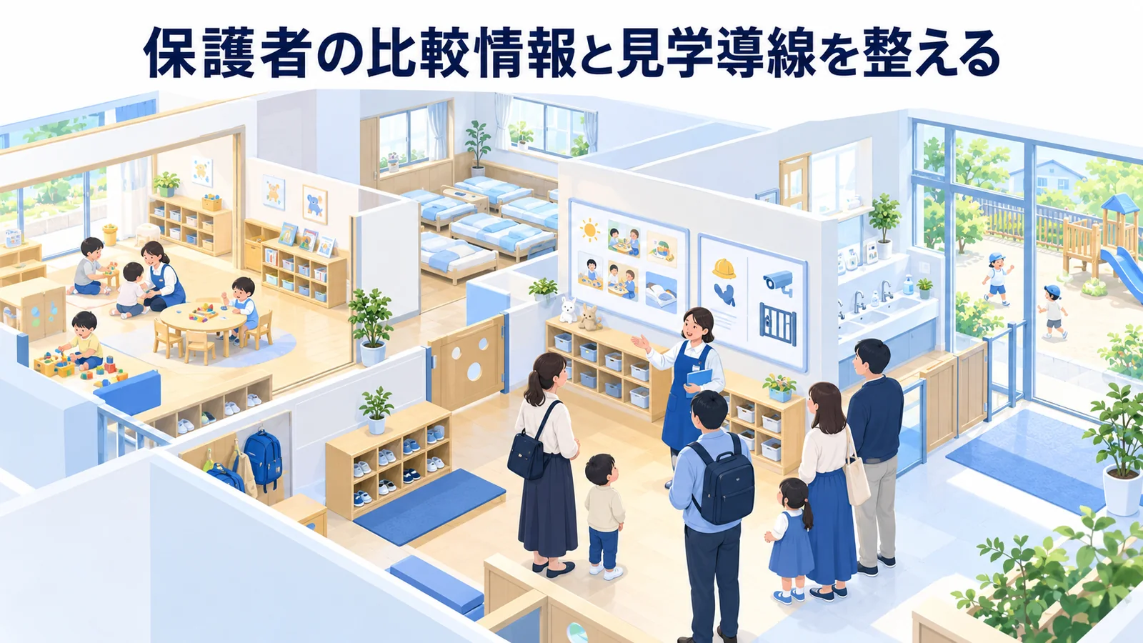 保護者の比較情報と見学導線を整えるの図解