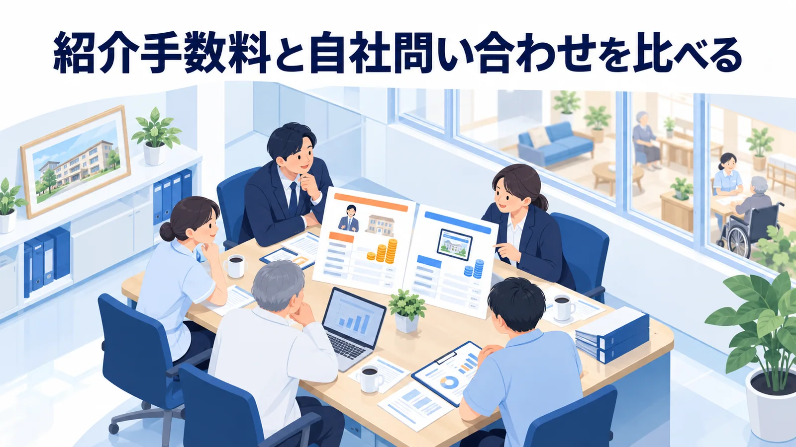 紹介手数料と自社問い合わせを比べるの図解