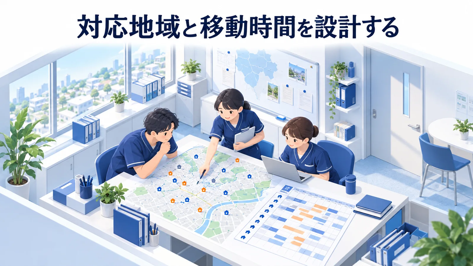 対応地域と移動時間を設計するの図解